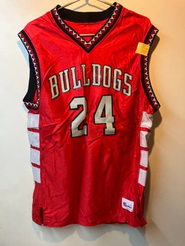 Red  Adult large basketball Jersey Columbus   bulldogs . # 24