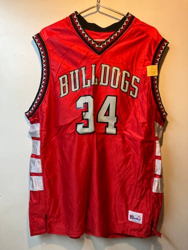Red  Adult XL  basketball Jersey Columbus    bulldogs . # 34