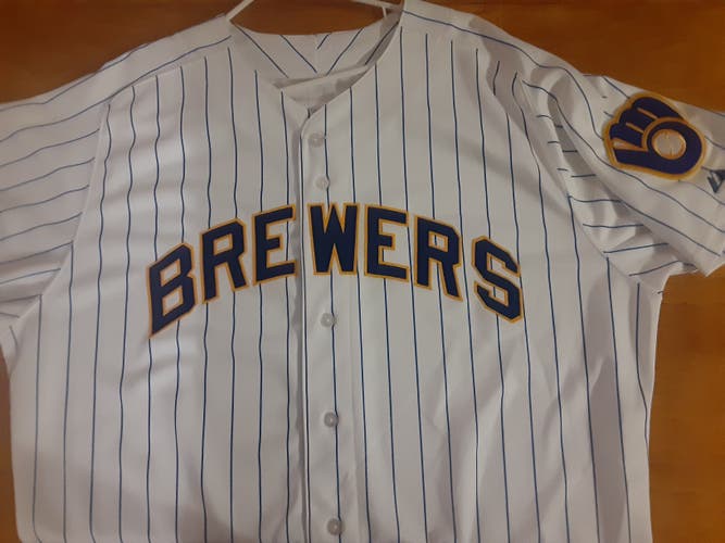 Brewers Authentic Collection White Adult Men's Used XXL Majestic Jersey