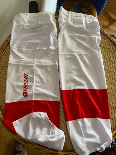 Tron/Firstar White & Red Senior Large 30” Premium Hockey Socks