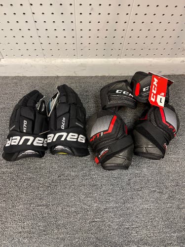 Bundle For New Bauer Gloves And Ccm Elbow Pads