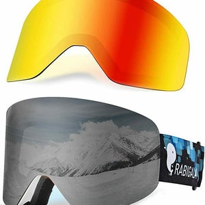 NEW Magnetic Swap Chrome Lens Snow Ski Goggles + Extra Blue or Fire FREE Lens!