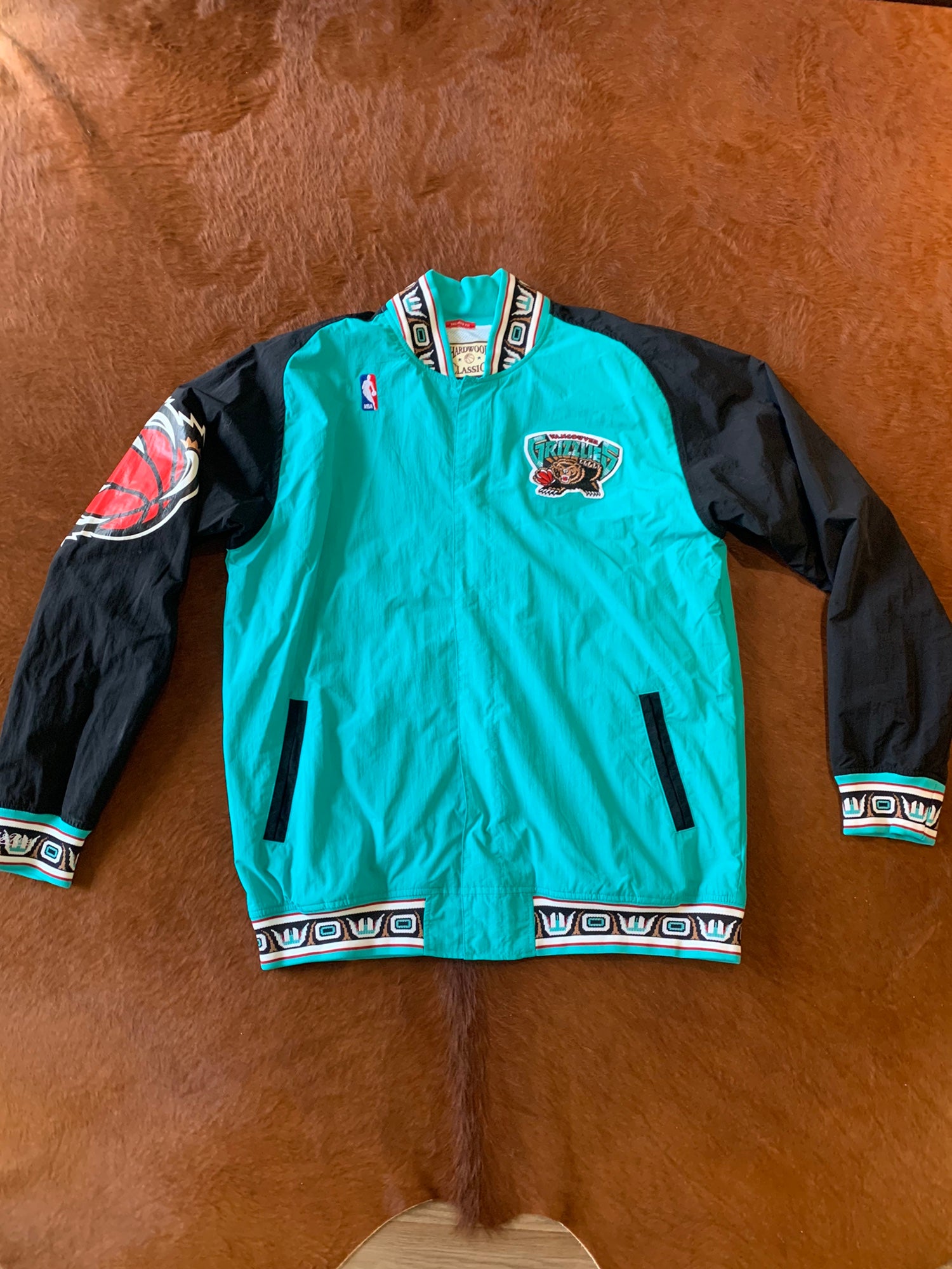 Men's Mitchell & Ness Turquoise Vancouver Grizzlies Hardwood Classics Authentic Warm-Up Full-Snap Jacket