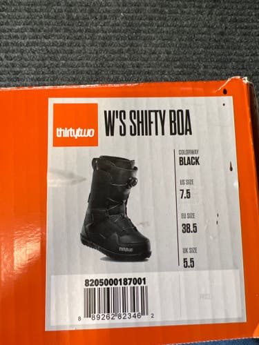 Women's Used Size 6.5 (Women's 7.5) Thirty Two Shifty Boa Snowboard Boots Medium Flex All Mountain