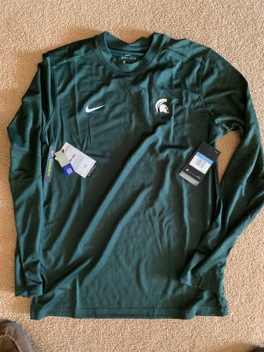 New Nike Michigan State Hockey Team Issued Dri-Fit Shirt - Med