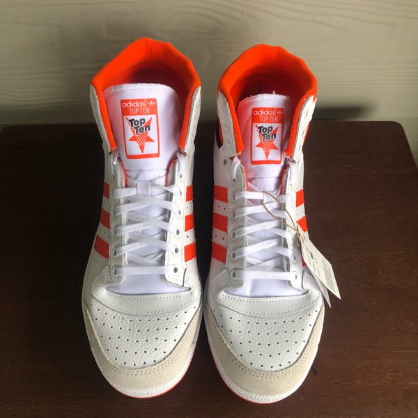 Hula hop bestyrelse Robust NEW Adidas TOP TEN S24136 Size 10 Men's Shoes Original White/Orange Color  in Box | SidelineSwap
