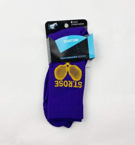 Pear Sox College Of St Rose Lacrosse Sock S Purple Gold Mens Womens Shoe Sz 4-9