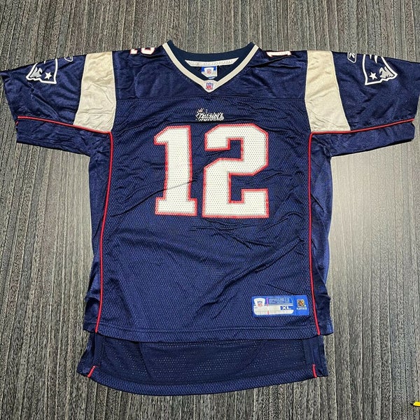 New England Patriots Tom Brady Gray Reebok Jersey Youth XL 18/20 Good  Condition