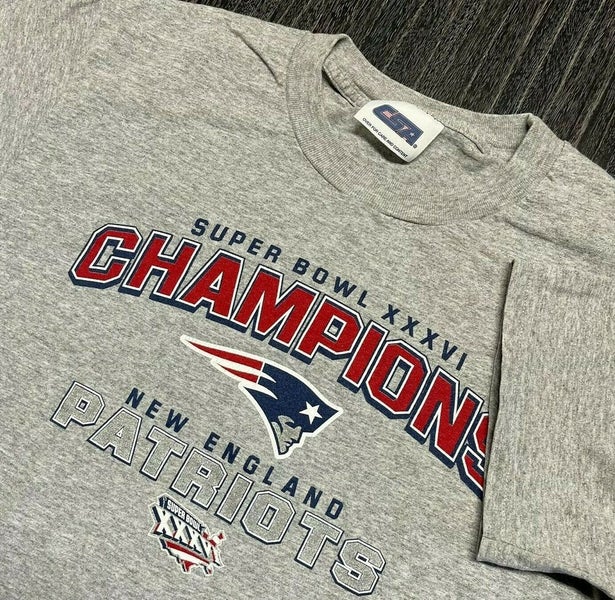 Vintage New England Patriots Mens M NFL T-shirt Superbowl 36 Champs AFC CSA  Gray