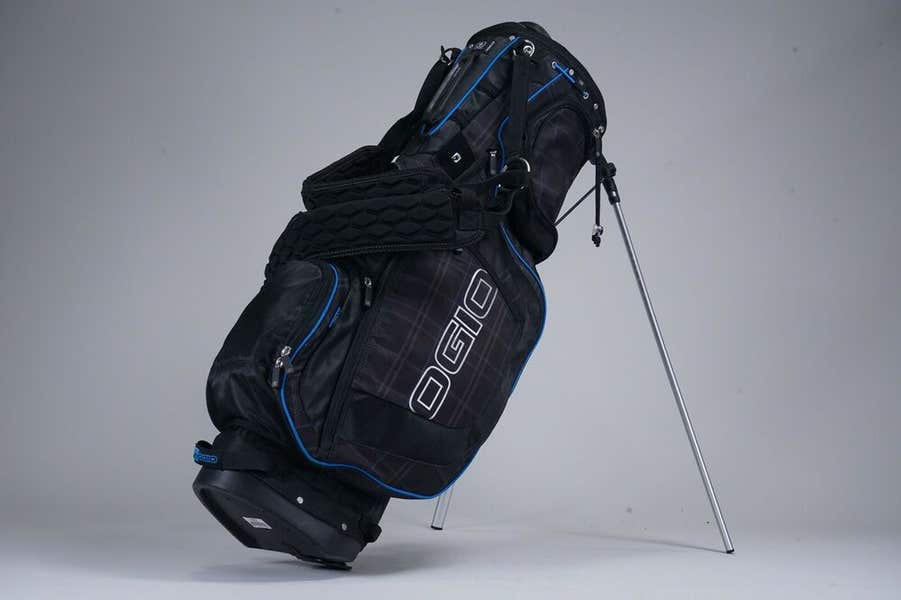 OGIO OZONE XX 8-WAY DIVIDER GOLF STAND BAG, BLACK / BLUE