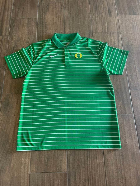 New Nike Oregon Ducks S/S Stripe Football Polo Shirt Mens L