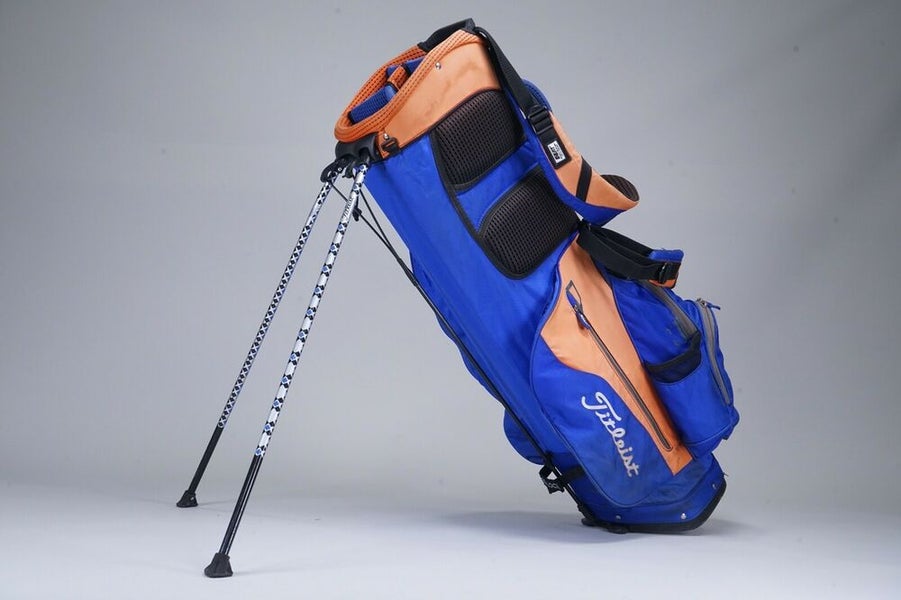 TITLEIST 4WAY DIVIDER GOLF STAND BAG, ORANGE BLUE, W/ SCHOOL LOGO SidelineSwap