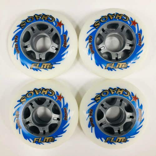4 Pack New Flite Chaos Inline Roller Hockey Skate replacement wheels 80 MM 74A
