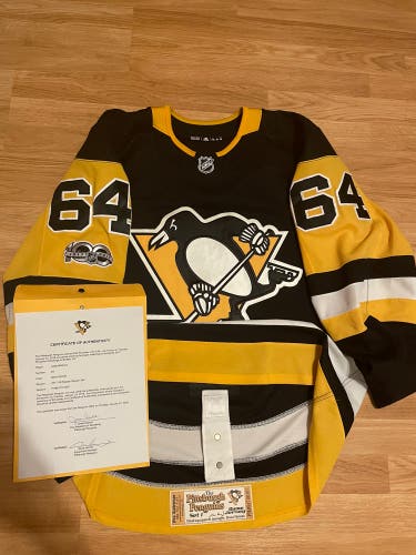 Adidas MIC Game Worn Used Pittsburgh Penguins Jersey Bellerive 54 Black Home