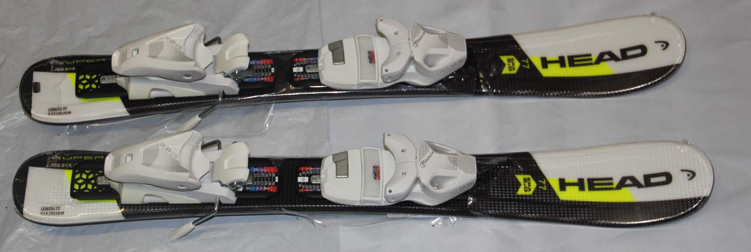 NEW HEAD Supershape kids Skis 77cm + size adjustable bindings SLR4.5 white R