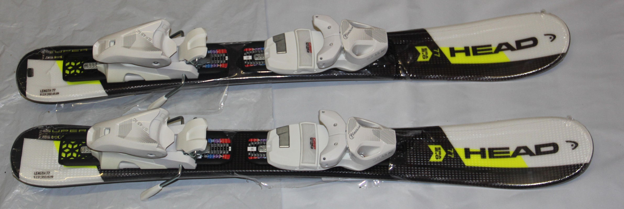 NEW HEAD Supershape kids Skis 77cm + size adjustable bindings SLR4.5 NEW