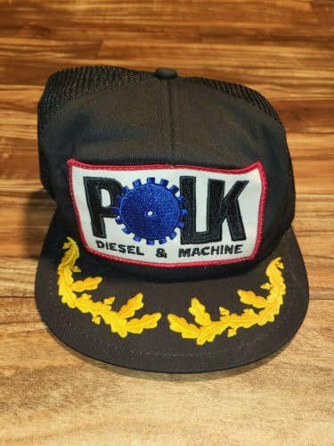 Vintage POLK Trucker Mesh Diesel Machine Patch Gold Leaf K Products Hat Snapback