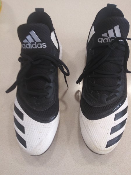 Black Adult Men's Used Size 11.5 (Women's 12.5) Molded Cleats Adidas Low Cut Icon Bounce Mid