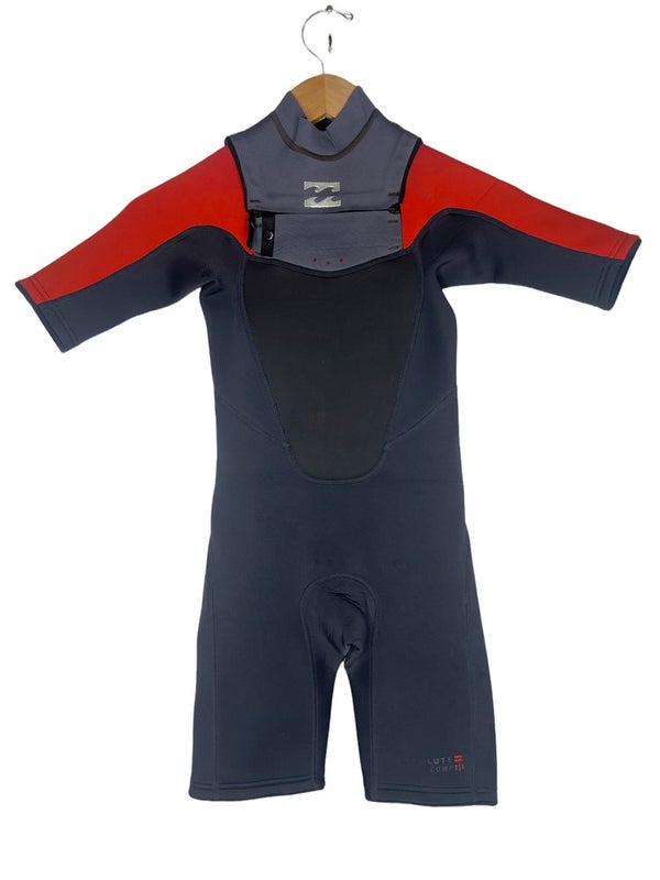 Billabong Childs Shorty Wetsuit Kids Size 10 Absolute Comp 2/2 Chest Zip