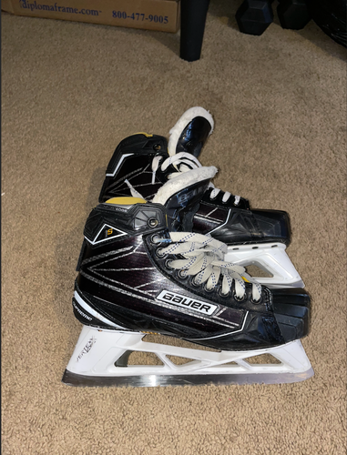 Senior Used Bauer Supreme 1S Hockey Goalie Skates Regular Width Pro Stock Size 8.0