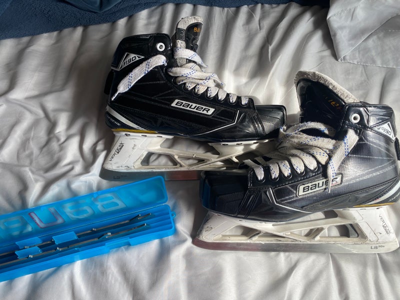 Senior Used Bauer Supreme S190 Hockey Goalie Skates Regular Width Size 9.5