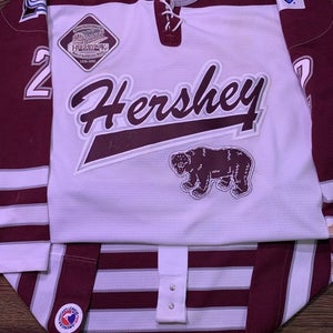 Game Worn Hershey Bears DJ Smith Avalanche AHL Hockey Jersey white Patch 58