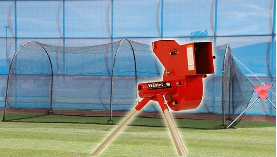 Heater Combo Pitching Machine & Xtender 24' Batting Cage
