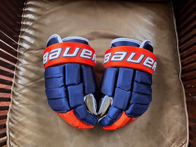 New 12” Bauer Custom 4 Roll Pro Team Gloves Blue Orange