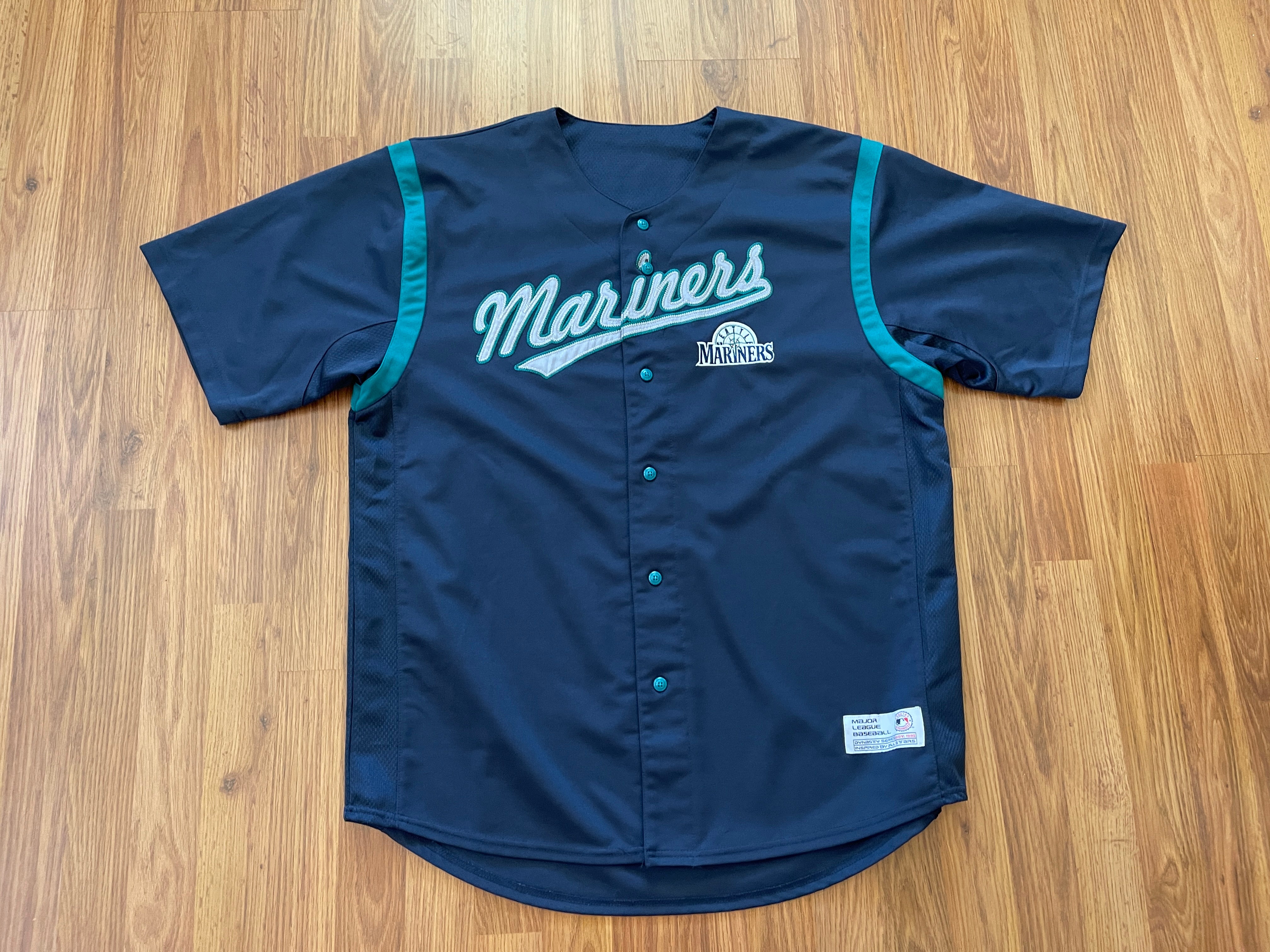 Majestic Miami Marlins Logo Turquoise Blue MLB Baseball Jersey USA Made  Size XL