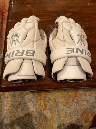 White 13” Brine king lacrosse gloves