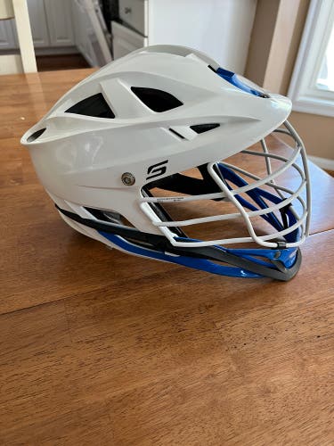 Used Cascade S Lacrosse Helmet White W/Royal Blue