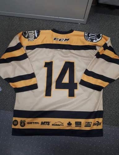 BOSTON BRUINS STYLE CCM JERSEY SOCKS COMBO Gold/yellow/black Men's LARGE #14 Hockey Jersey