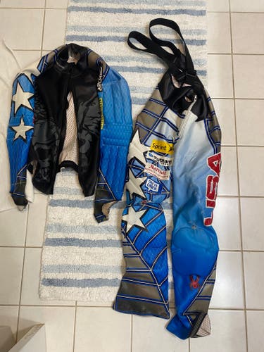 Men's Used XL 2019 Spyder US Two-Piece Slalom Suit Ski Suit FIS Legal