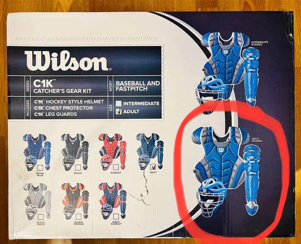 *NEW* Wilson C1K Catcher's Gear Kit for Baseball and Fastpitch Softball, Adult, Navy Blue