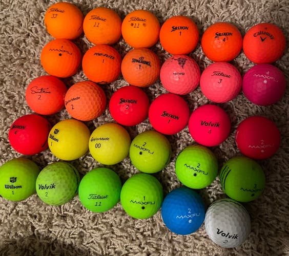 30 Matted Colored Golf Balls