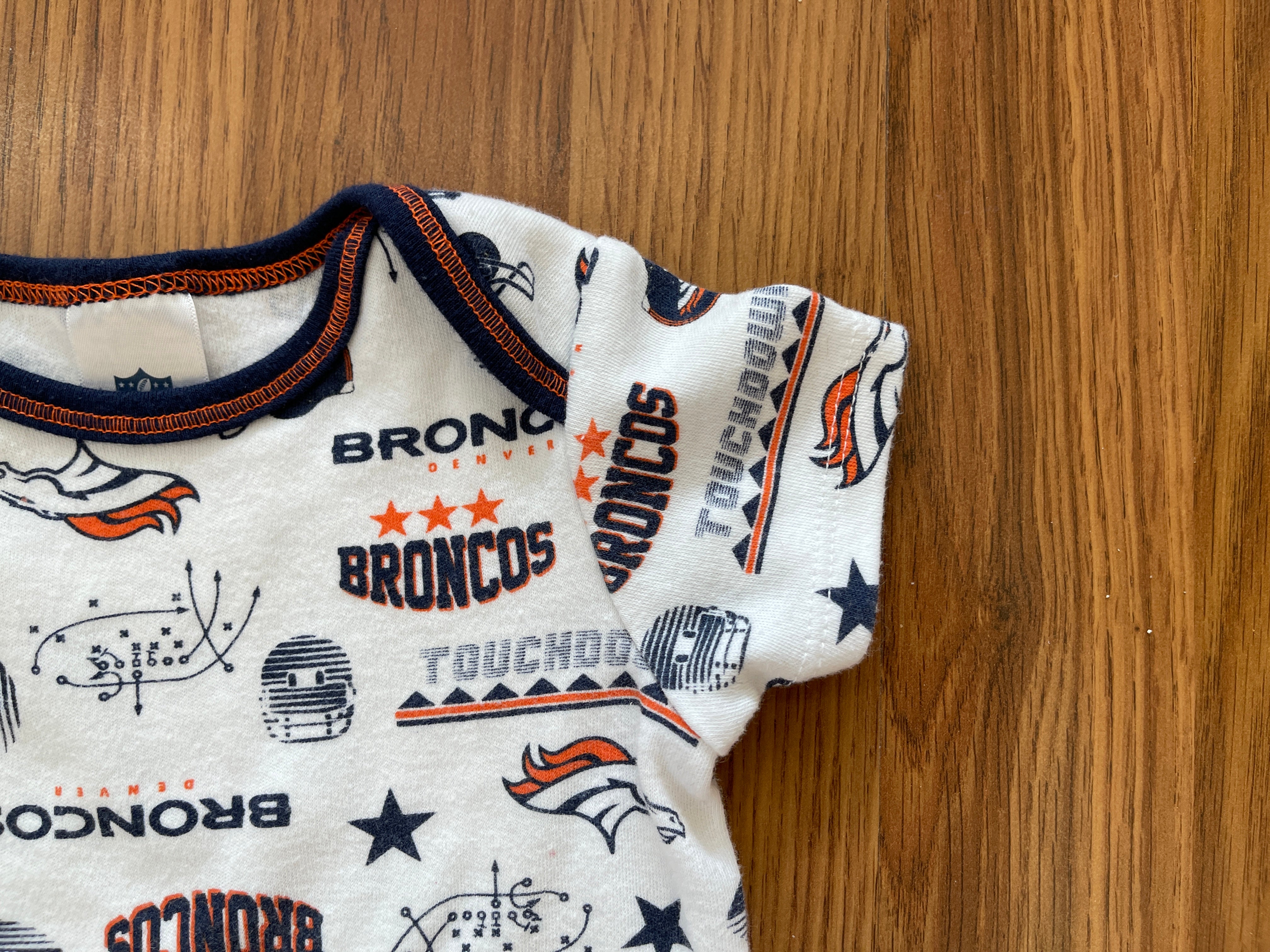 NFL Denver Broncos Infant Boys' AOP 3pk Bodysuit - 0-3M