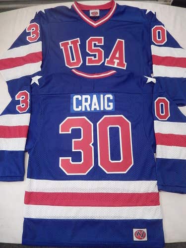 20325 1980 JIM CRAIG Olympic USA MIRACLE Hockey K1 Jersey New BLUE RARE