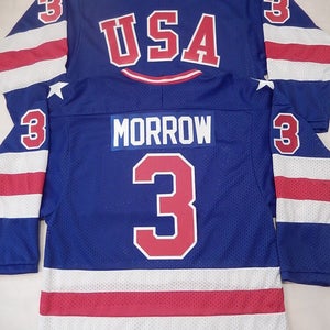 20325 1980 KEN MORROW Olympic USA MIRACLE Hockey K1 Jersey BLUE Any Size RARE