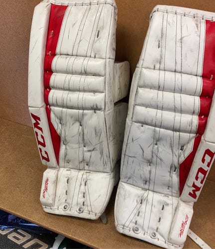 CCM Extreme Flex 760 Used White Junior 26" +1" Goalie Leg Pads Eflex E flex