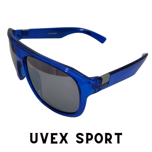 UVEX Sport Polarized Sunglasses LGL 2 Blue Transparent Frame Silver Lens NWT