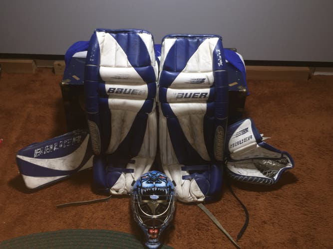 Used 34" Cujo Bauer Regular Supreme Pro Goalie Full Set w/ Mask  2000L