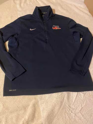 Nike Dri-Fit USA Hockey Lightweight Fleece 1/4 Zip Pullover, Tag Size XL