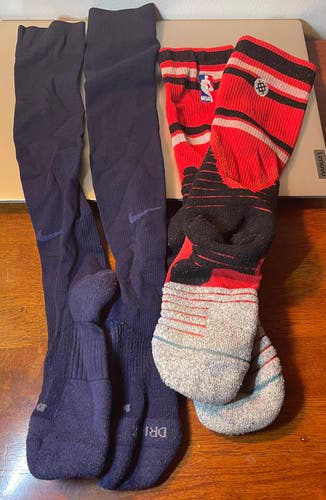 Nike Navy Blue Baseball Socks and Stance Red and Black Basketball socks Size 6-12 Mens