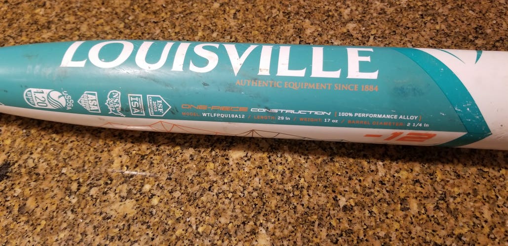 Used Louisville Slugger Alloy Bat (-12) 17 oz 29"