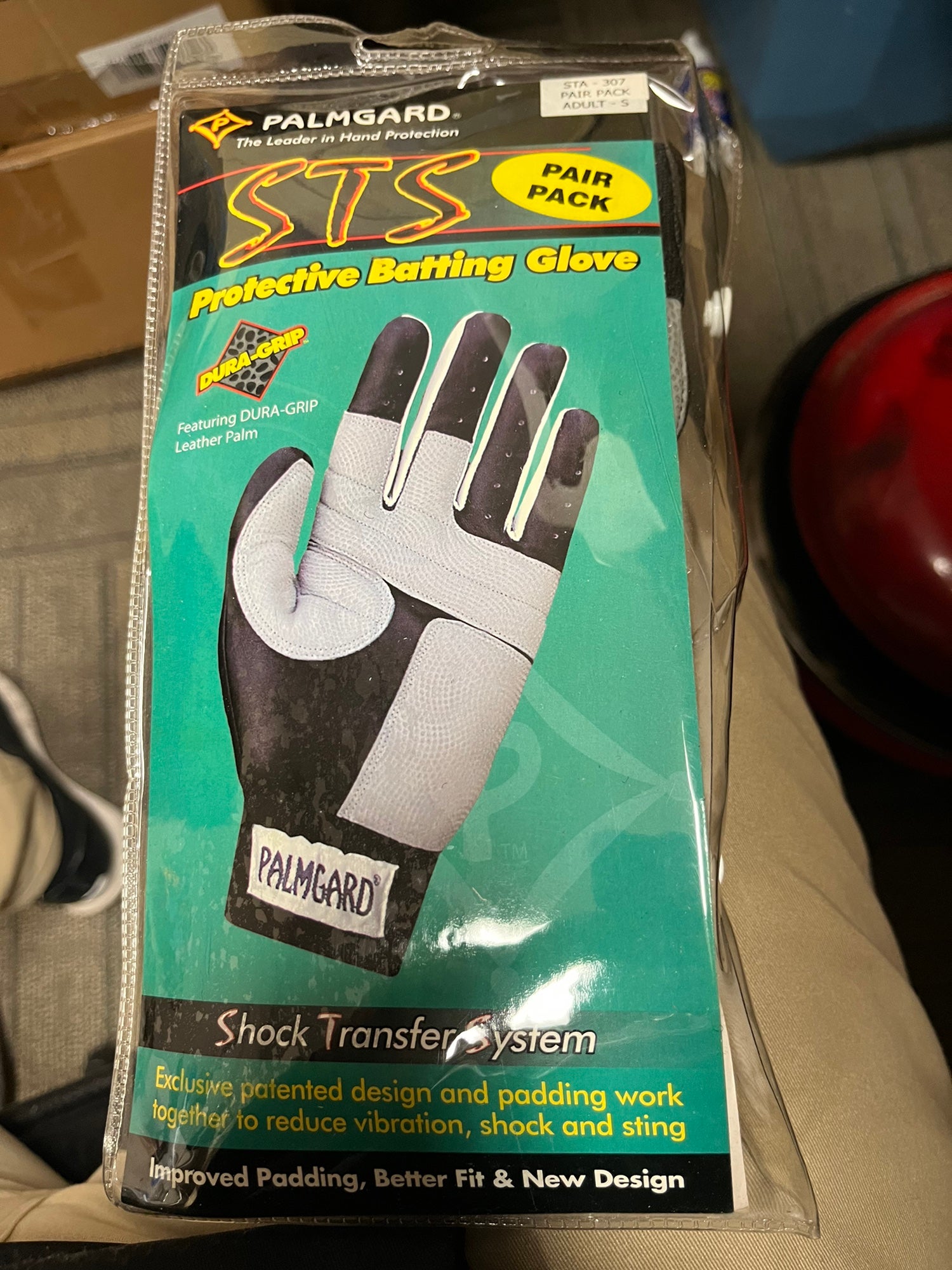 Palmgard STS Adult Batting Glove - Small, Black/Grey
