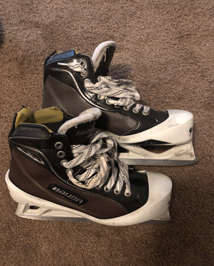 Senior Used Bauer Supreme One100 Hockey Goalie Skates Regular Width Size 9.5