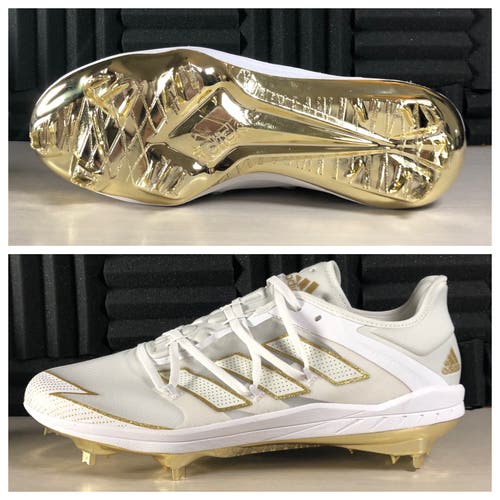 Adidas Adizero Afterburner 7 Baseball Cleats Gold EG5631 Metal Men's size 12 White
