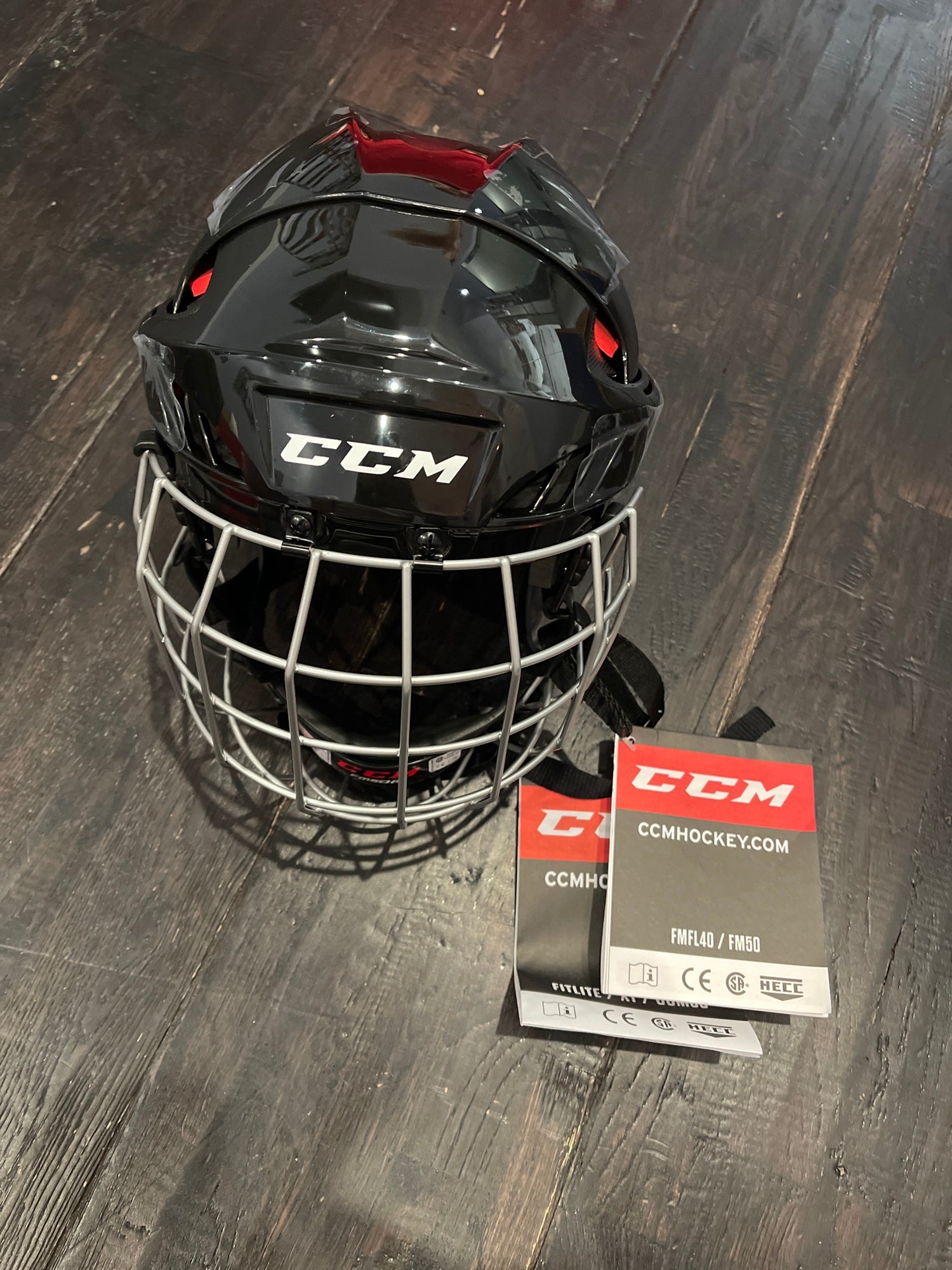 CCM50C Ice Hockey Helmet Combo Black With Cage Size Large FM50L Senior HECC NEW 