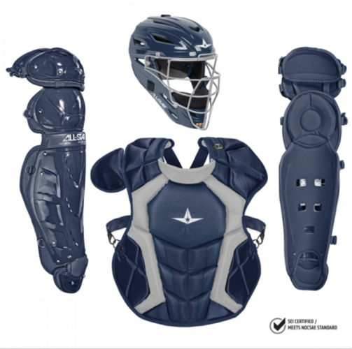 All Star Classic Pro Adult High School NOCSAE Baseball Catchers Set - Navy Blue