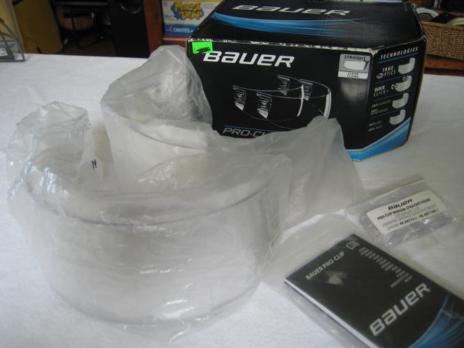 NEW! 2 PACK Bauer PRO-CLIP Straight Cut Visor WITH HARDWARE  1050368
